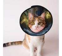 Cônes personnalisés pour animaux de compagnie - Design unique pour chat et chien, collier pour la récupération post-opératoire, cou réglable, la fusion des épaulards et des forêts S