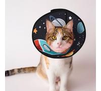 Cônes personnalisés pour animaux de compagnie - Design unique pour chat et chien, collier pour récupération post-opératoire, cou réglable fusée spatiale lancement spatial S