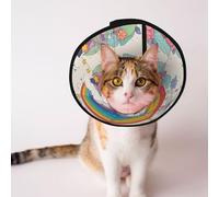 Cônes personnalisés pour animaux de compagnie - Design unique pour chat et chien, collier pour récupération post-chirurgie, cou réglable, arc-en-ciel, licorne, fleur L