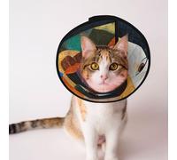 Cônes personnalisés pour animaux de compagnie - Design unique pour chat et chien, collier pour récupération post-chirurgie, cou réglable, portrait mythique du soleil, L