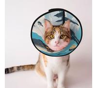 Cônes personnalisés pour animaux de compagnie - Design unique pour chat et chien, collier pour récupération post-opératoire, cou réglable, illustration de science-fiction M