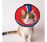 Cônes personnalisés pour animaux de compagnie - Design unique pour chat et chien, collier pour récupération post-opératoire, cou réglable, drapeau de la Corée du Nord Taille M