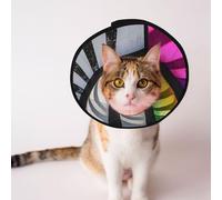 Cônes personnalisés pour animaux de compagnie - Design unique pour chat et chien, collier pour récupération post-chirurgie, cou réglable, éclairage caustique arc-en-ciel M