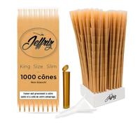 Cônes Pré-Roulés | 1000 cones | JEFFRIZ | King Size Slim 110mm Pre Rolls Papier Brun Naturel Non Blanchi avec Filtres | Combustion Lente | Entonnoir de Remplissage & Tube Anti-Odeur Inclus | Pack XXL