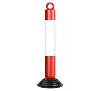 Cônes réfléchissants de 80 cm de haut - Barrière de circulation flexible et poteau de délimitation de stationnement for la gestion des foules et du trafic(White+red,I pack)
