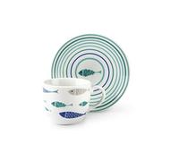 Excelsa North Sea Lot de 6 tasses à café avec soucoupe, 90 millilitres, porcelaine, Clare