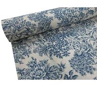 Confección Saymi - Tissé de MTS de Longueur 2,45 Toile de Jouy imprimée Ref. Romantica Bleu, Largeur 2,80 m.