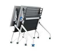 Conference Table, Folding Conference Room Table with Silent Wheels 55" D X 23.6" W X 29.5" H,Large White Seminar Meeting Training Room Desk for Boardroom Classroom Office(2PCS)