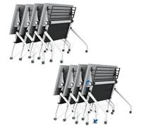 Conference Table, Folding Conference Room Table with Silent Wheels 55" D X 23.6" W X 29.5" H,Large White Seminar Meeting Training Room Desk for Boardroom Classroom Office(8PCS)