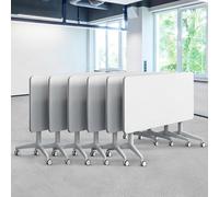 Conference Table, Folding Conference Room Tables with Flip-Top Design, Modern Rectangle Meeting Seminar Desk, Mobile with Wheels for Offices, Classrooms, and Meeting Room