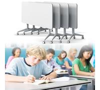 conference table,white office folding Flip Top Mobile Training Desk 47.2"D x 23.6"W x 29.5"H The rounded Desk with wheels is convenient and fast, suitable for office, Meeting Tables(4Pcs )