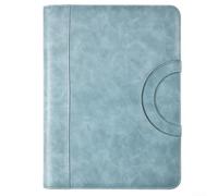 Conférencier A4 en cuir avec support de téléphone pour un rangement sécurisé des documents lors de présentations professionnelles (bleu)