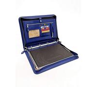 Conférencier A4, en cuir italien, classeur A4, porte-bloc avec poignée (bleu)