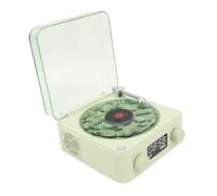 Conférencier du Lecteur de Disques Vintage avec Horloge et Lumière de Nuit Douce 4 Modes sans Fil Plate-Forme Stéréo Portable sans Fil pour Chambre à Coucher Blanc (Green)