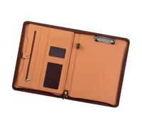 Conférencier en cuir à fermeture éclair avec calculatrice, presse-papiers, porte-cartes, emplacements pour stylos, organiseurs de travail efficaces