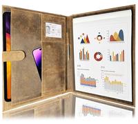 Conférencier en cuir A4 | Organiseur professionnel pour homme et femme | Portefeuille en cuir durable fait à la main avec pochettes pour documents et bloc-notes par Rustic Town (marron)