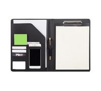 Conférencier en cuir avec porte-bloc multi-poches et fente élastique pour stylo avec notes