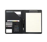 Conférencier en cuir synthétique avec presse-papiers, format lettre, organiseurs de fichiers avec plusieurs poches pour stylos et étui à documents