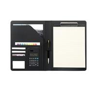 Conférencier en cuir synthétique avec presse-papiers, format lettre, organiseurs de fichiers avec plusieurs poches pour stylos et étui à documents