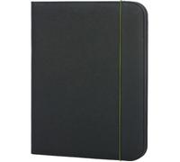 Conférencier - Simili Cuir - 1813068 - Noir avec Liseret Vert - Poche Intérieure - Bloc-Notes Inclus