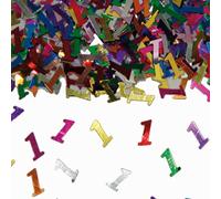 Confetti Multicolore Étincelant avec Chiffre D'Anniversaire : 1 Pochette 15g ( Env. 1000 Unique Pièces)Déco Décoration de Table Zahlenkonfetti Metallkonfetti Streukonfetti Premier Anniversaire Bébé