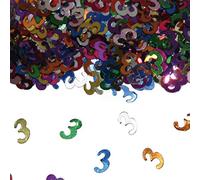 Confetti Multicolore étincelant avec chiffre d'anniversaire : 3 pochette 15g ( env. 1000 Unique konfetti's) déco décoration de table anniversaire zahlenkonfetti metallkonfetti streukonfetti Troisième