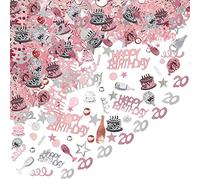 Confettis Anniversaire 20 Ans Probuk 20g Argent Rose Or Noir Décoration de Table avec Numéro,Paillettes Anniversaire Confetti Décorations à Dispersion pour Anniversaire Mariage FêTe DéCorations