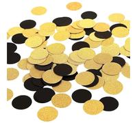 Confettis Brillants Cercles de confettis pailletés for décoration table et fête mariage, 3 cm diamètre (or pailleté, noir, 200 pièces)(Color 02)