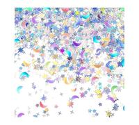 Confettis Brillants Confettis 15 g Étoile et Lune Table Paillettes Métalliques Irisées Feuille Scatter for Décoration de Mariage Anniversaire(Silver)