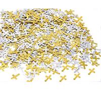 Confettis croisés dorés et argentés pour décoration de table pour fête prénatale, mariage, anniversaire, communion, baptême et fête de Noël, 45 g