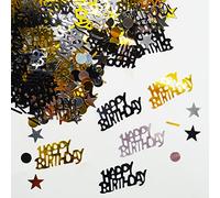 Confettis d'anniversaire noirs et dorés - Décorations de table - Décoration de table - Paillettes métalliques - Pour femme - 15 g