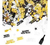 Confettis de décoration de jet pour la décoration de Nouvel An 2026, Confettis éclatants en or et noir pour la déco de table de Nouvel An, Décoration Happy New Year 2026(30g) (30g)