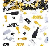 Confettis de Décoration Nouvel An 2026, 30g Or, Argent & Noir, Parfait pour Réveillon, Célébrations & Fêtes, Accessoire de Party Élégant, Confettis Brillants pour Créer une Ambiance Festive