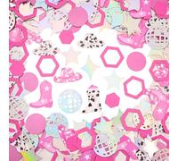 Confettis de fête sur le thème disco cowgirl rose et argent holographique, décoration de table occidentale - 300 pièces