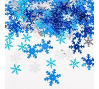 Confettis de flocons de neige bleus et argentés de 15 g, flocons de neige bleu glacier argenté, décorations de fête pour mariage d'hiver, Noël, anniversaire et célébrations de la saison froide