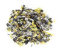 Confettis de table avec chiffres d'anniversaire, 1500 pièces, or brillant, argent, noir, nombres d'âge, étoiles, disques, bandes, fournitures de décoration de fête pour (20 ans)