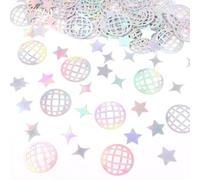Confettis de Table Disco 200 Pièces, Boule et Étoiles à Paillettes pour Décoration de Fête à Thème
