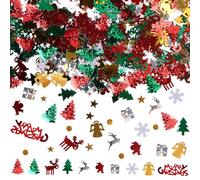 Confettis Décoration Table Noël, RUNEAY Lot de 500 Confettis Noël Decoration Table Paillettes Argent Confettis en Sapins de Noël, Renne, Père Noël, Confettis Merry Christmas Deco Table Pour Noël
