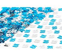 Confettis en aluminium métallisé pailleté pour 25e anniversaire Bleu et argenté 28 g