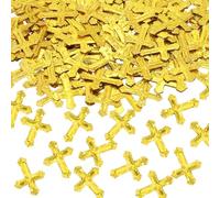 Confettis en feuille d'aluminium en forme de croix dorée, confettis à paillettes pour première communion, décorations de table pour baptême, Thanksgiving, première communion, festival, paillettes