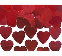 PartyDeco Confettis en forme de cœur – 2,5 cm, 10 g – Décoration de table pour mariage – Rouge
