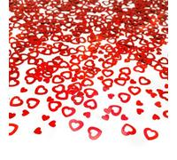 Confettis en forme de cœur rouge - 30 g de paillettes métalliques pour décoration de Saint-Valentin, cœurs ajourés associés à des fragments solides, confettis de table pour fêtes, mariages
