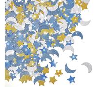 Confettis étoiles et lune, confettis à paillettes pour les mariages, anniversaires, averses pour bébés, lunes de lune et étoiles, Ramadan, décorations Moubarak (bleu foncé, bleu clair, or, argent) 40