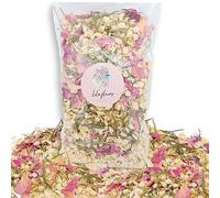 Confettis Fleurs séchées blanche Mariage 1 litre pétales rose blanc vert naturels Biodégradables | Décoration Bohème Champêtre Confettis à lancer | Artisanat France (Blanc Vert Rose)