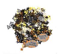 Confettis Joyeux Anniversaire, Anniversaire Feuille Métallique Paillettes Noir Or Argent Shimmer Table (21 numéros d'anniversaire en or noir et argent)