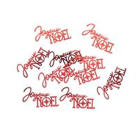 Confettis ""joyeux noël"" en bois rouge lot de 10