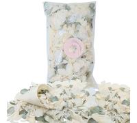 Confettis Mariage Vert Sauge Blanc Ivoire - Pétales de Fleurs séchées Naturelles Biodégradables Jasmin Eucalyptus séché - 1 litre | Décoration Bohème Champêtre - Petales a Jeter Mariage