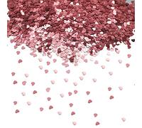 Confettis métalliques brillants en forme de cœur - 30 g - Or rose - 6 mm - Confettis en forme de cœur - Confettis de table pour enterrement de vie de jeune fille