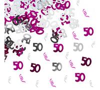 Confettis métallisés pour 50e anniversaire - Rose et argenté - 28 g