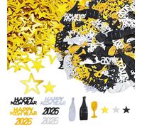 Confettis Nouvel An 2026 45g Décoration Table Bonne Année Fête Réveillon Argent Or Noir pour Soirée Célébration Nouvel An Élégante Ambiance Festive Scintillante Polyvalente